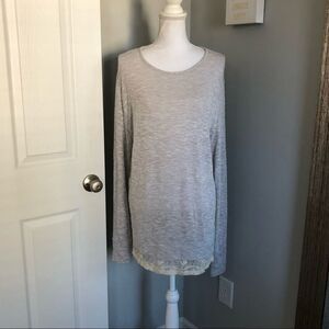 Her She Slate Gray Crocheted Back Sweater